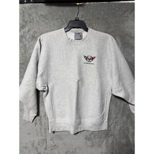 VINTAGE Timeout Heavyweight Pullover Corvette Embroidered Gray Xl Made In USA